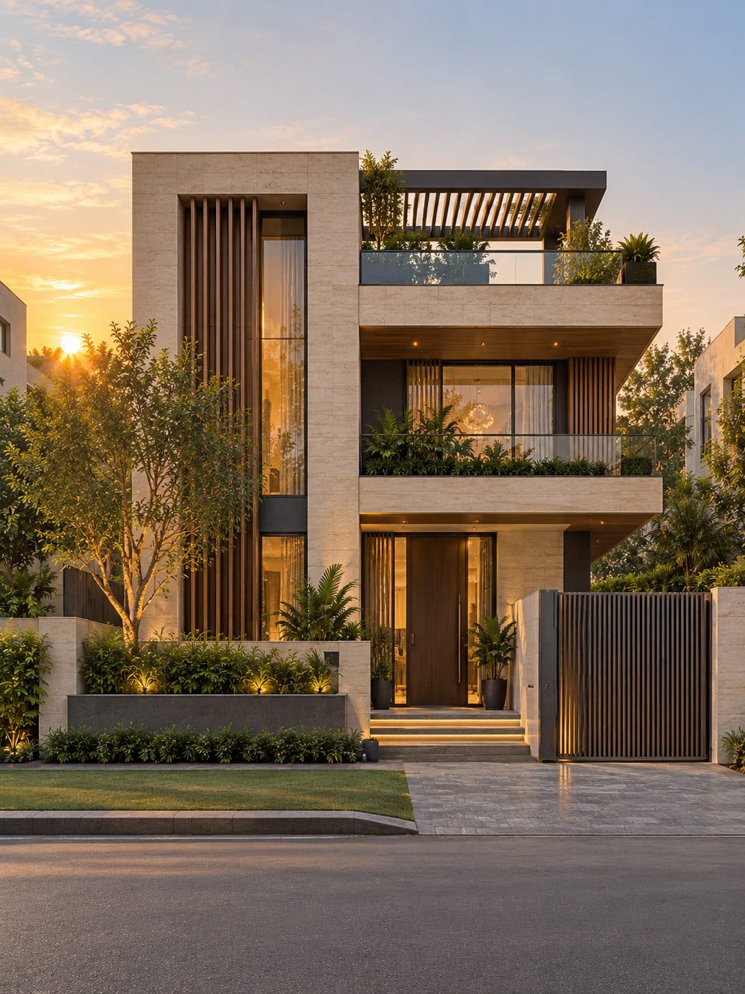 Facade of a 4 BHK villa in DLF Phase 3, Gurgaon
